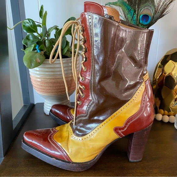 Charlie 1 Horse Sample Artisan Handcrafted Brazil Leather Multi Lace Up Heeled - Picture 5 of 14